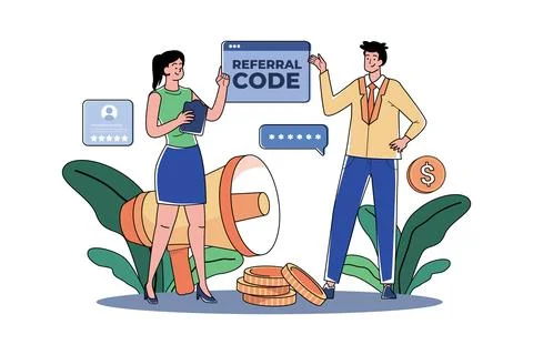 Refer A Friend With A Referral Code Illustrazione stock