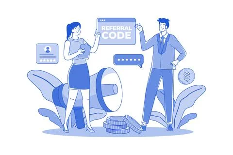 Refer A Friend With A Referral Code Stockillustratie