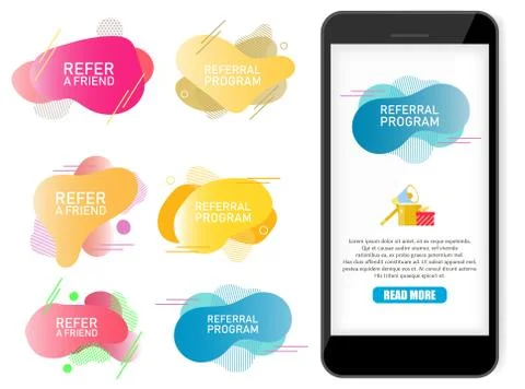Refer a friend, referral program label banner vector set Stock-Illustration