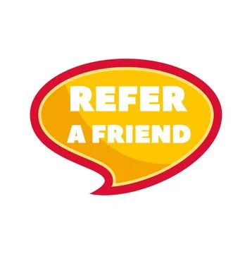 Refer a friend speech bubble promoting referral program Illustrazione stock