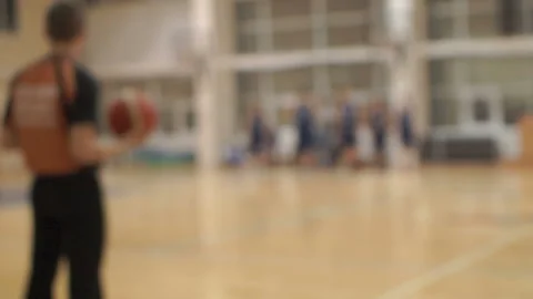Referee on the basketball match ready to launch the game Video stock 86386559