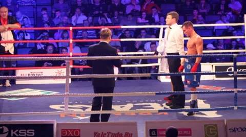 Referee declares victory of boxer in hall BARVIKHA LUXURY VILLAGE Stock Footage 7759050