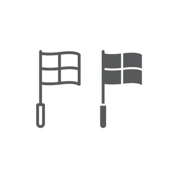 Referee flag line and glyph icon, soccer and sport, football flag sign, vector Stock Illustration