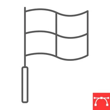 Referee flag line icon Stock Illustration