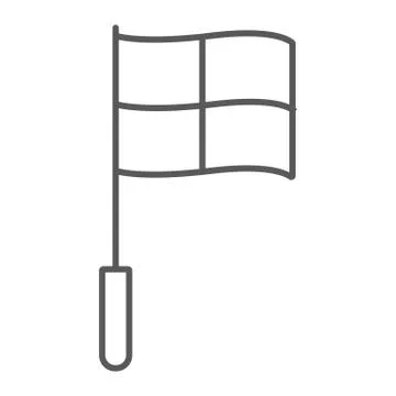 Referee flag thin line icon, soccer and sport, football flag sign, vector Stock Illustration