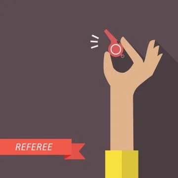 Referee hand holding a whistle Stock Illustration