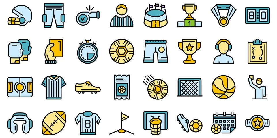 Referee icons set vector flat Stock Illustration
