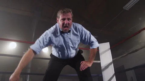 Referee in ring counts down Stock Footage 62282486