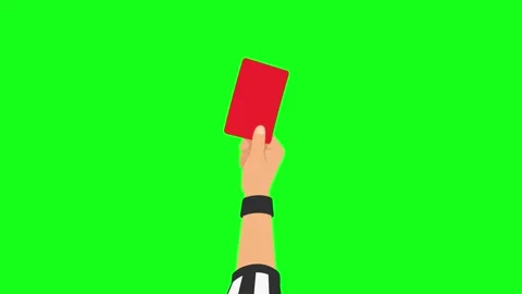 Referee showing red card, 2D vector animation, green screen Stock Footage 339596294