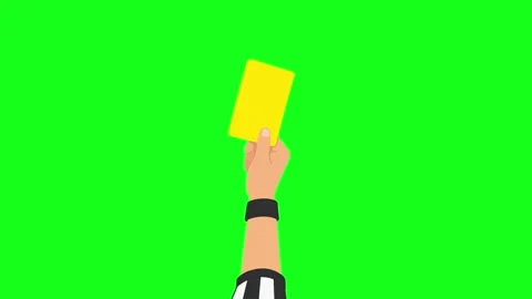 Referee showing yellow card, 2D vector animation, green screen Stock Footage 339596274