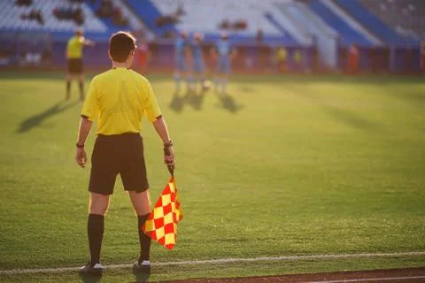 Referee soccer. referee is on the field Stock Photos