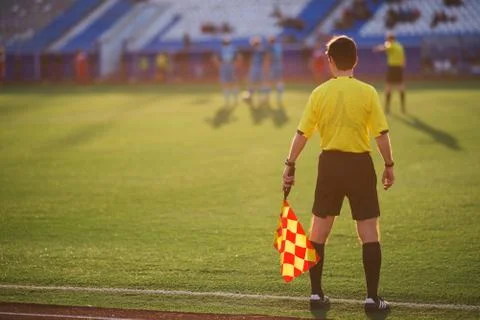 Referee soccer. referee is on the field Stock Photos