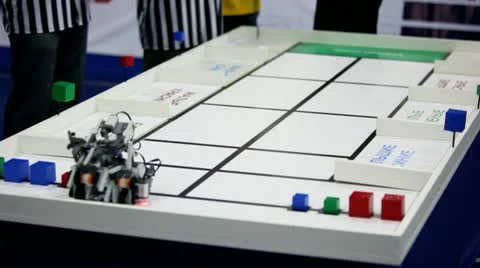 Referee watch on robot moves and stack at table Stock Footage 10807537