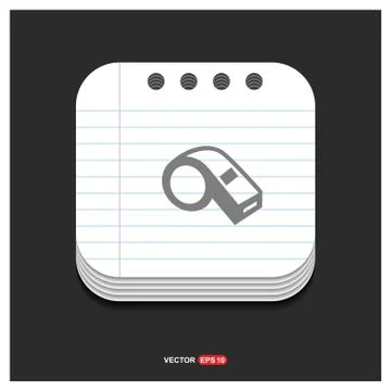 Referee Whistle Icon Gray icon on Notepad Style template Vector EPS 10 Free I Stock Illustration