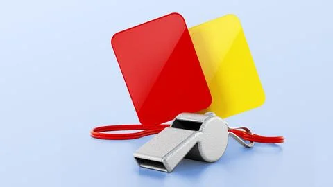 Referee whistle, yellow and red cards イラスト素材
