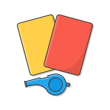 Referee Whistle With Yellow And Red Cards Vector Icon Illustration. Sport J.. Stock Illustration