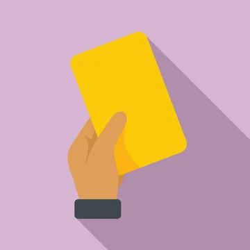 Referee yellow card icon flat . Soccer penalty Stock Illustration
