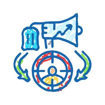 Reference groups consumer behavior icon doodle illustration Stock Illustration