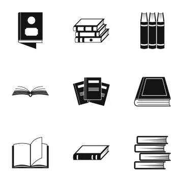 Reference icons set, simple style Illustrazione stock