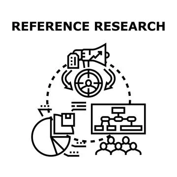 Reference researching analyzing information business process Stock Illustration