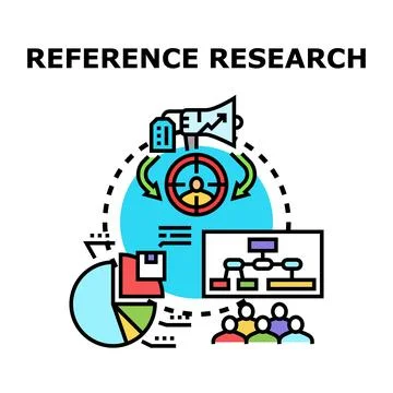 Reference researching analyzing information business process Stock Illustration