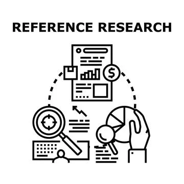 Reference researching data analyzing information process Stock Illustration