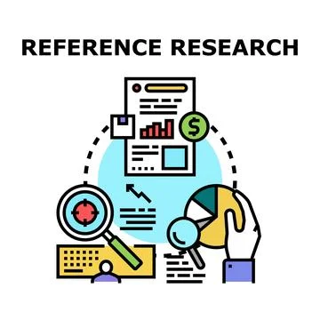 Reference researching data analyzing information process Stock Illustration