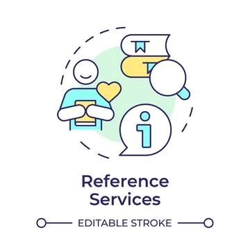 Reference services multi color concept icon Ilustración de archivo