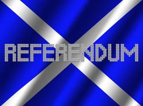 Referendum text of votes on rippled Scottish flag illustration Stock Illustration