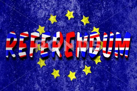 Referendum Union Jack Word on Euro Flag Stock Illustration