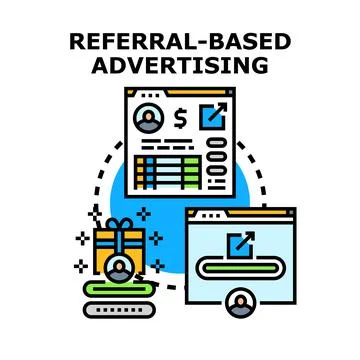 Referral based advertising marketing program Stock Illustration