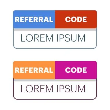 Referral code text template concept. share, refer a friend, referral program. Illustrazione stock