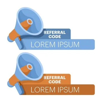 Referral code text template concept. share, refer a friend, referral program. Illustration