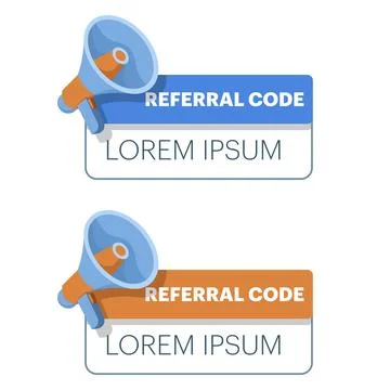 Referral code text template concept. share, refer a friend, referral program. Illustration
