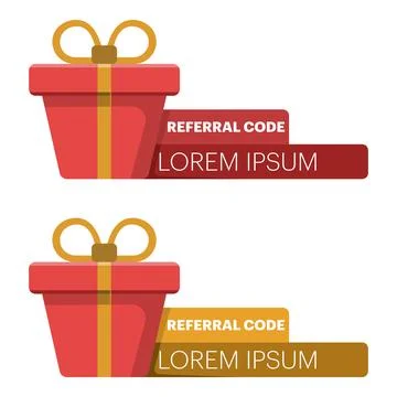 Referral code text template concept. share, refer a friend, referral program. Stockillustratie