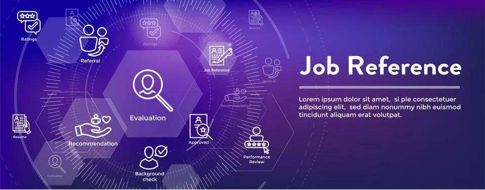 Referral Job Reference - Web Header Banner and Icon Set Stock Illustration