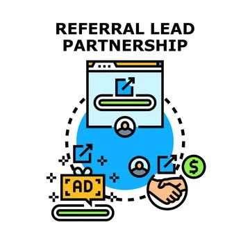 Referral lead partnership concept vector icon illustration Stock Illustration