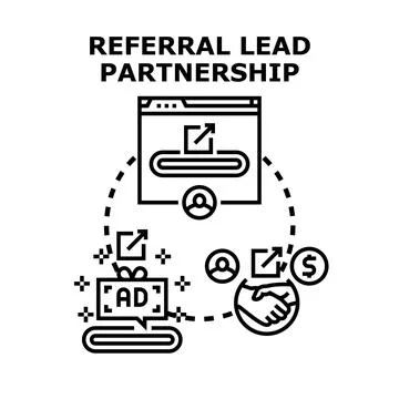 Referral lead partnership concept vector icon illustration Stock Illustration