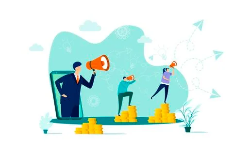 Referral marketing concept in flat style. Stock Illustration