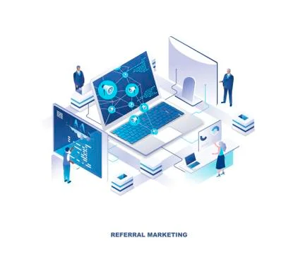 Referral marketing program isometric Stock Illustration