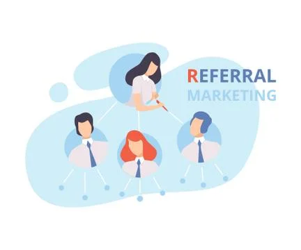 Referral Marketing, Program Strategy, Customer Database, Refer a Friend Illustrazione stock