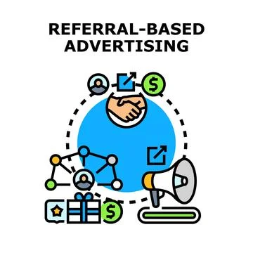 Referral marketing program system building brand awareness Stock Illustration