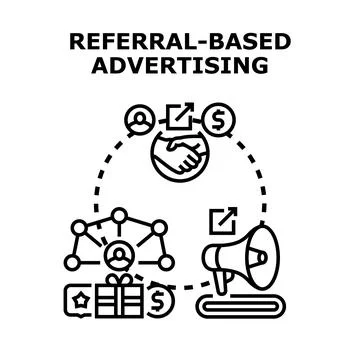 Referral marketing program system building brand awareness Stock Illustration