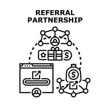 Referral partnership program creating financial benefits and rewards Stockillustratie