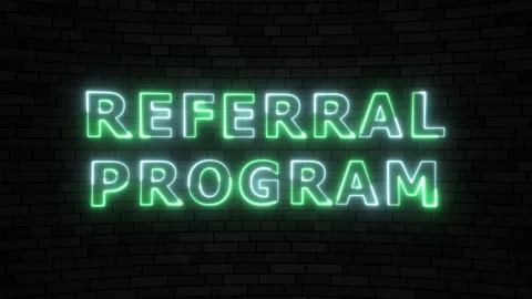 'REFERRAL PROGRAM' blue and green neon border lines title animation Vídeos de archivo 152624157
