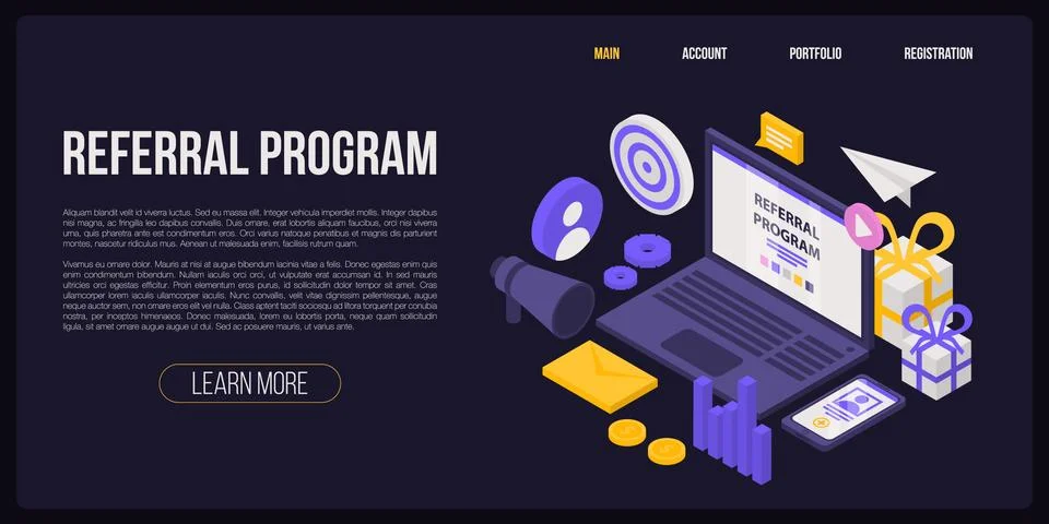 Referral program concept banner, isometric style Stock-Illustration