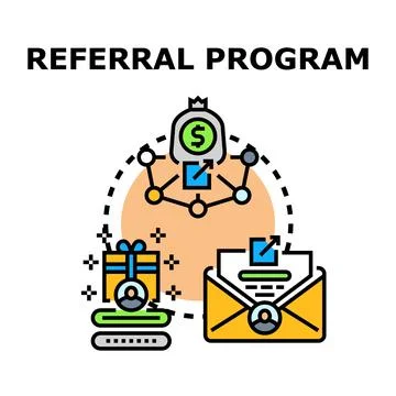 Referral program concept connecting new customers for income Stock Illustration