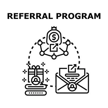 Referral program concept connecting new customers for income Illustration