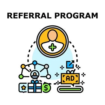 Referral program concept creating network marketing strategy Illustration