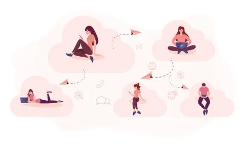 Referral program concept. Idea of global community. Ilustración de archivo